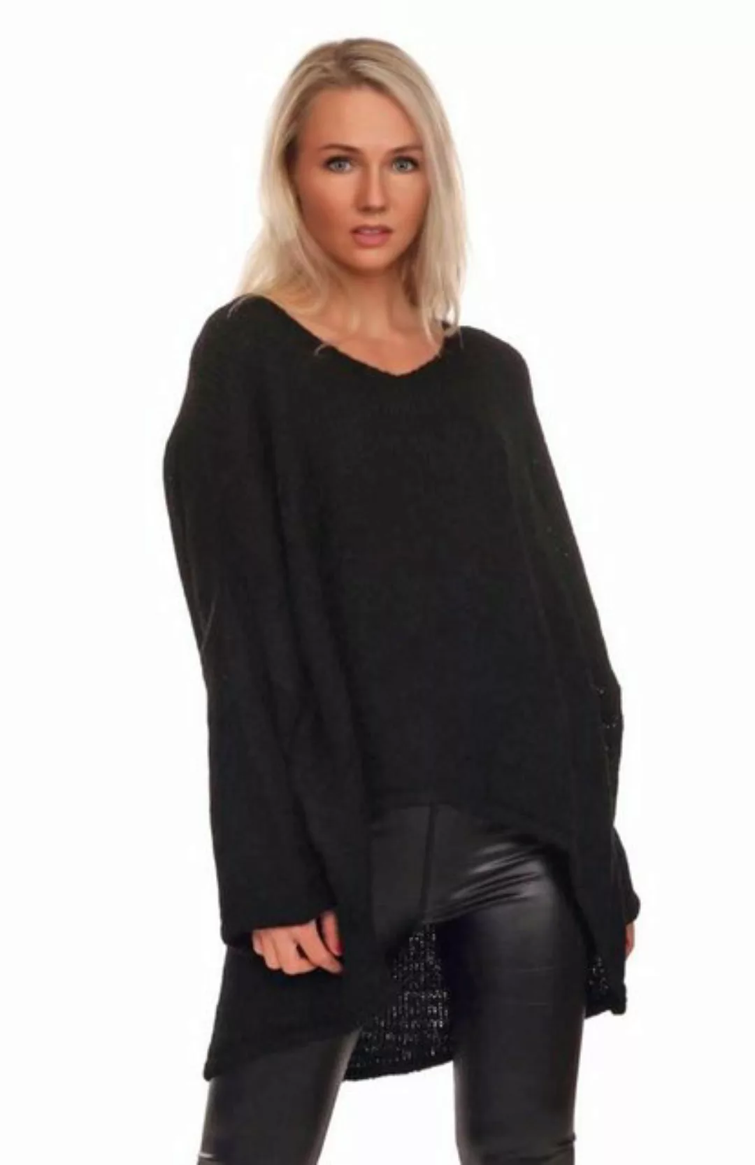 Charis Moda Strickpullover V-​Ausschnitt im Oversized Look vorne kurz hinte günstig online kaufen