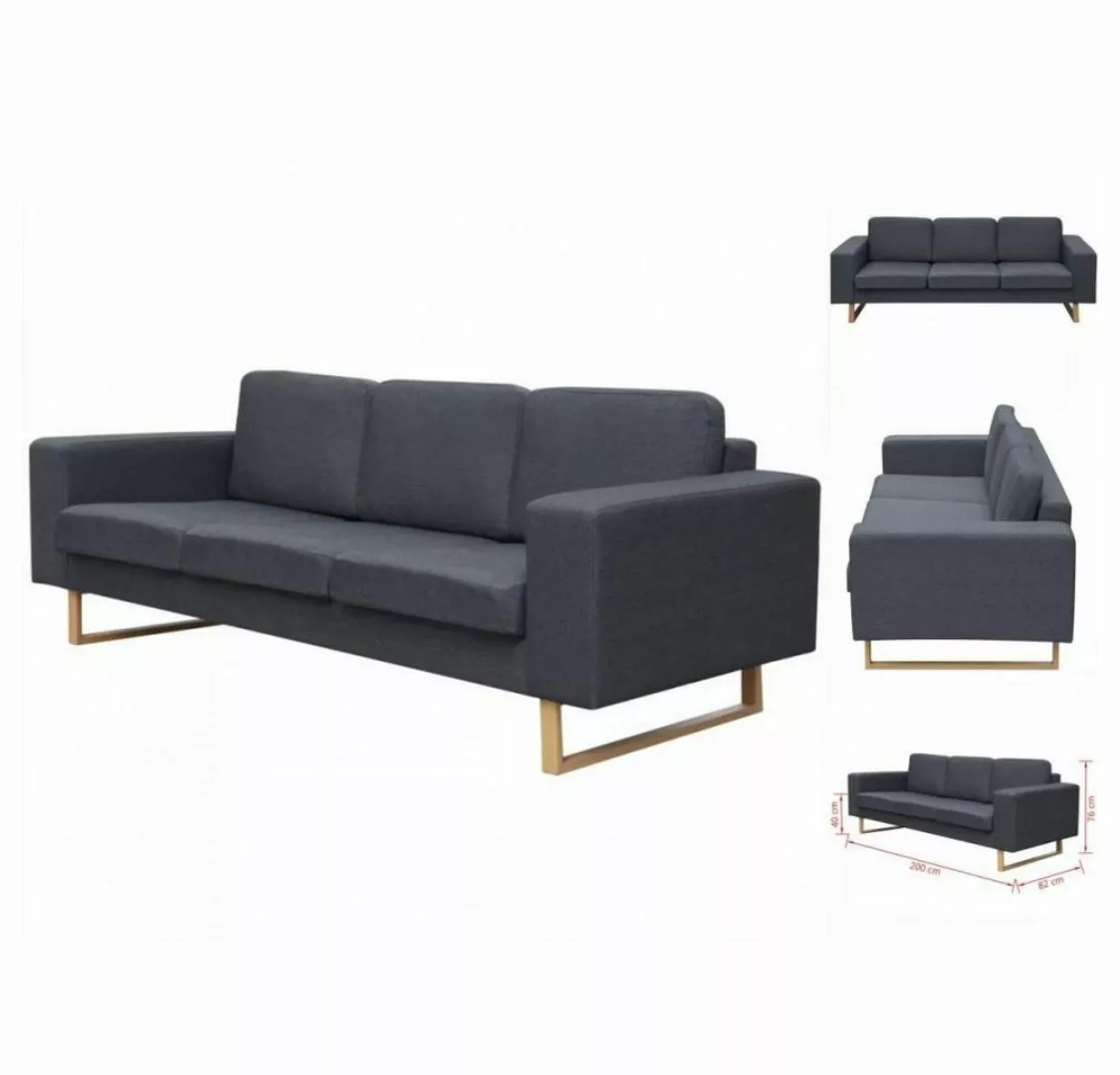 vidaXL Sofa 3-Sitzer Sofa Stoff Dunkelgrau günstig online kaufen