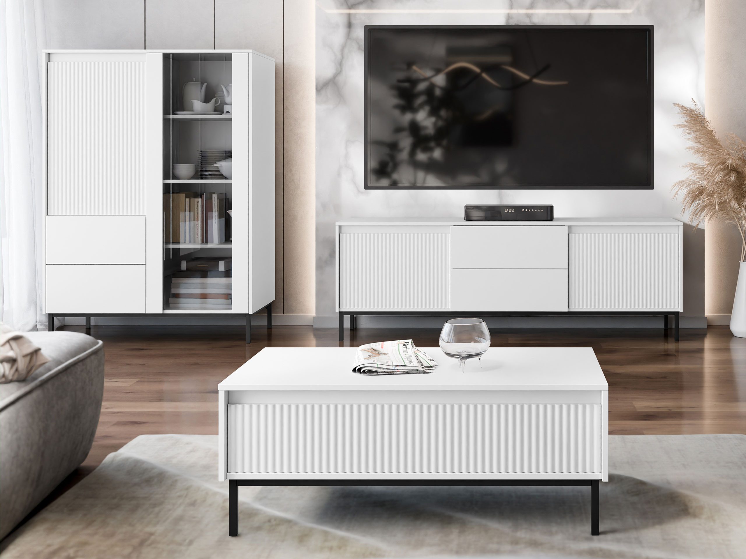 MIRJAN24 Wohnzimmer-Set Ozmi V, (Vitrine, TV-Lowboard, günstig online kaufen