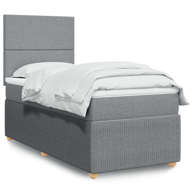 vidaXL Boxspringbett mit Matratze Hellgrau 90x190 cm Stoff2107118 günstig online kaufen