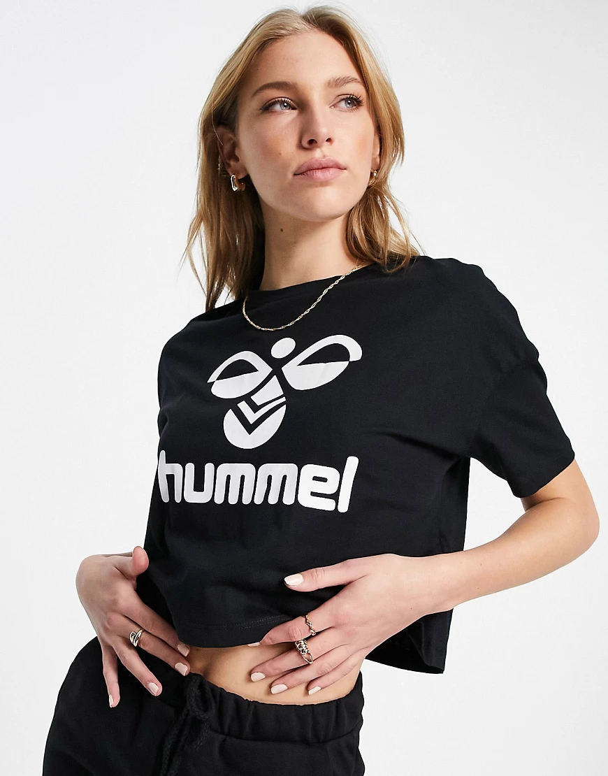 Hummel – Classic – Kurz geschnittenes T-Shirt in Schwarz mit klassischen Wi günstig online kaufen