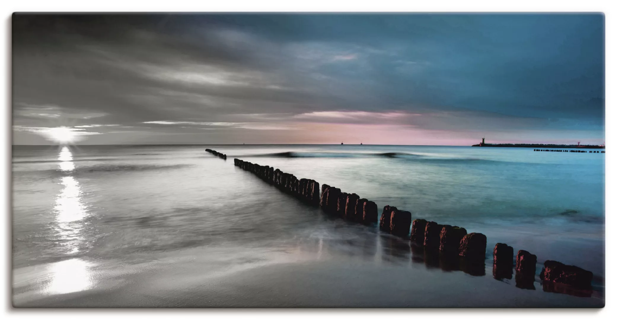 Artland Wandbild "Ostsee mit Sonnenaufgang s/w", Gewässer, (1 St.), als Lei günstig online kaufen