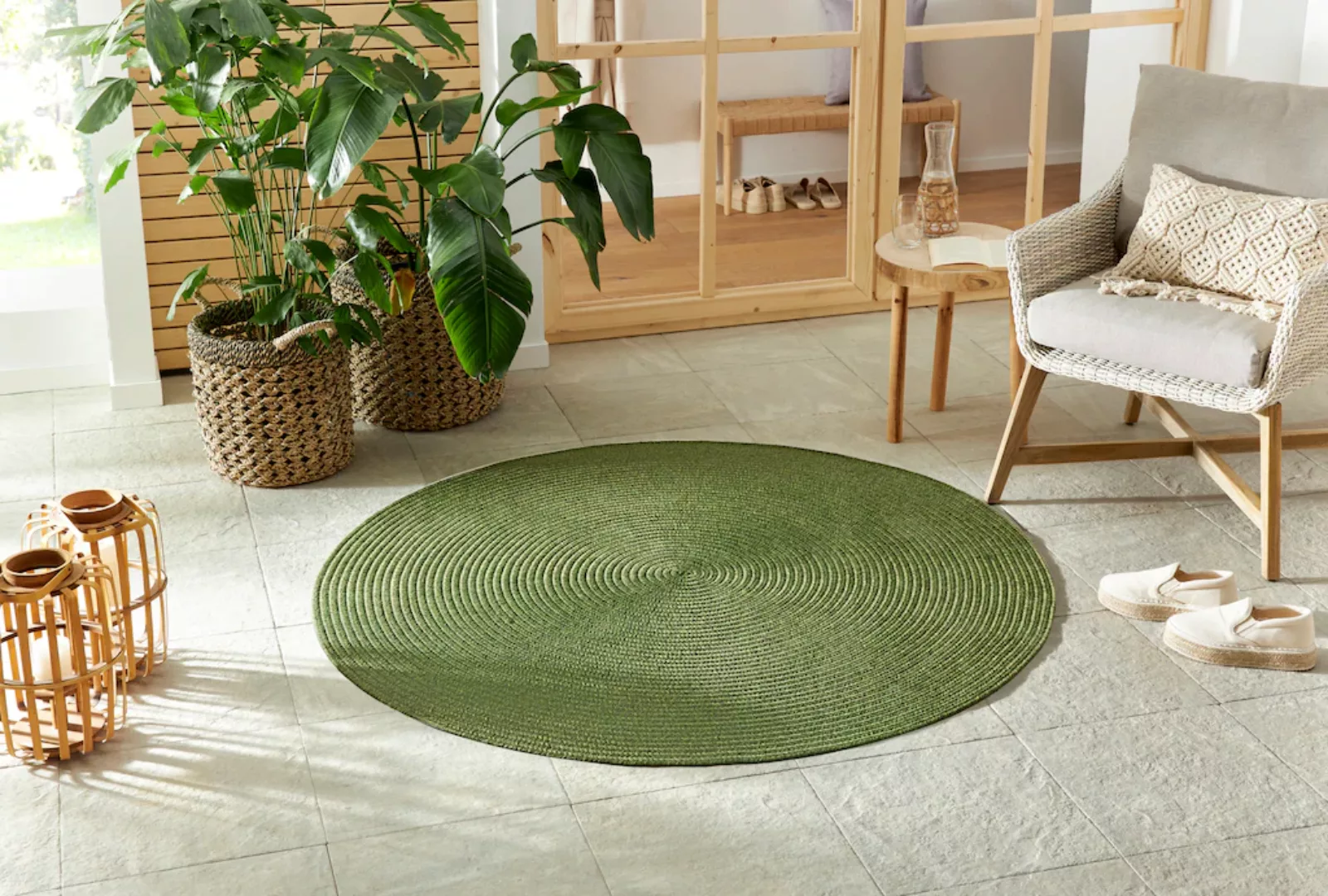 NORTHRUGS Teppich »Trenzado«, rund, In- & Outdoor, Handmade-Look, Gewebt, W günstig online kaufen