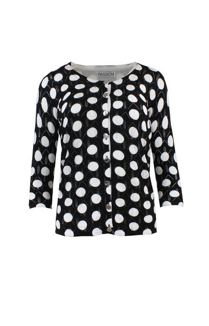 Passioni Cardigan Twinset im eleganten Schwarz-Weiß-Design mit großen Polka günstig online kaufen