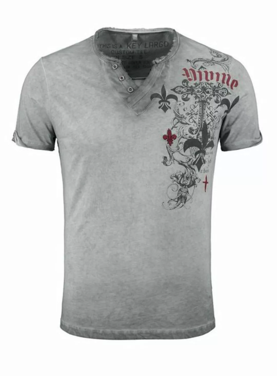 Key Largo T-Shirt T-Shirt Knight Print Motiv vintage Look MT00287 V-Auschni günstig online kaufen