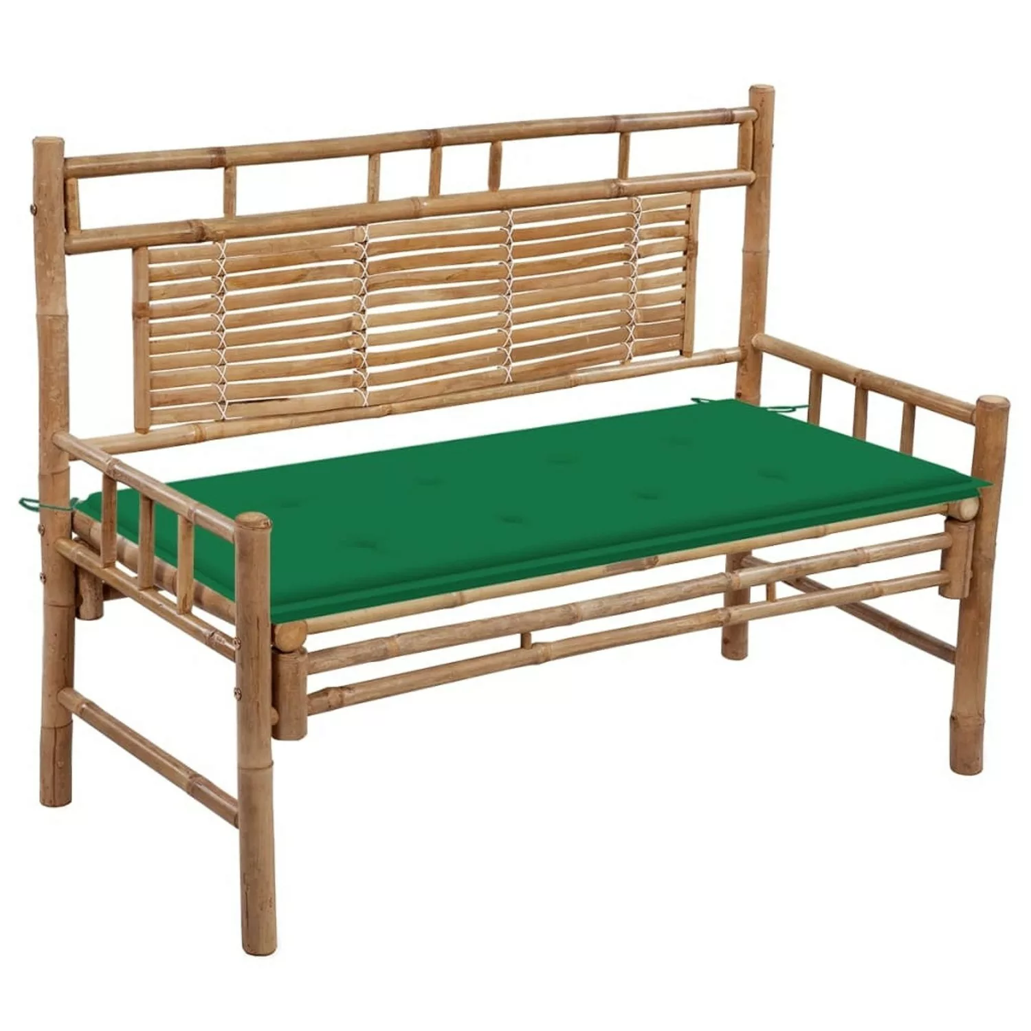 furnicato Gartenbank mit Auflage 120 cm Bambus günstig online kaufen