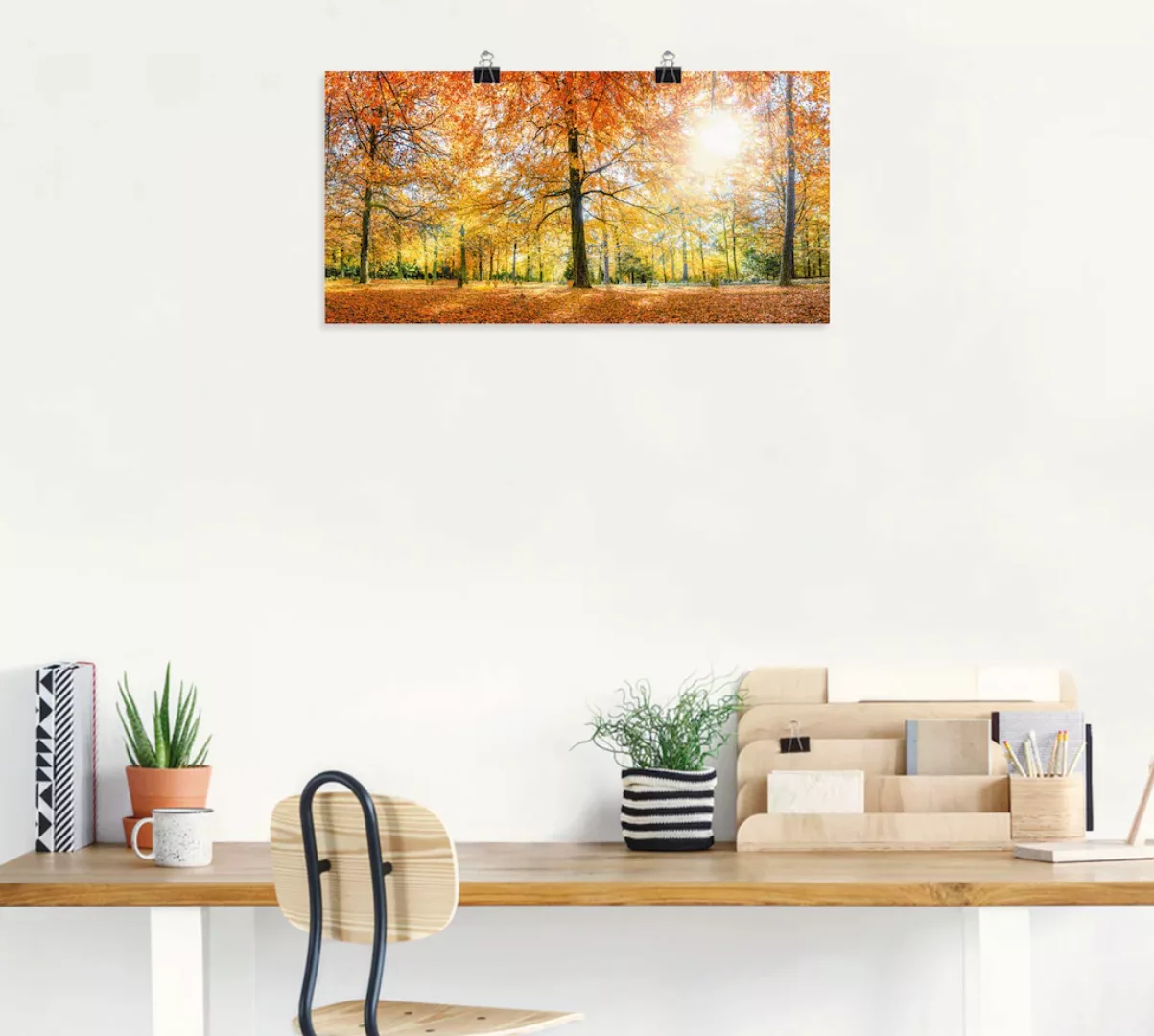 Artland Poster "Herbstwald Panorama", Wald, (1 St.), als Alubild, Leinwandb günstig online kaufen