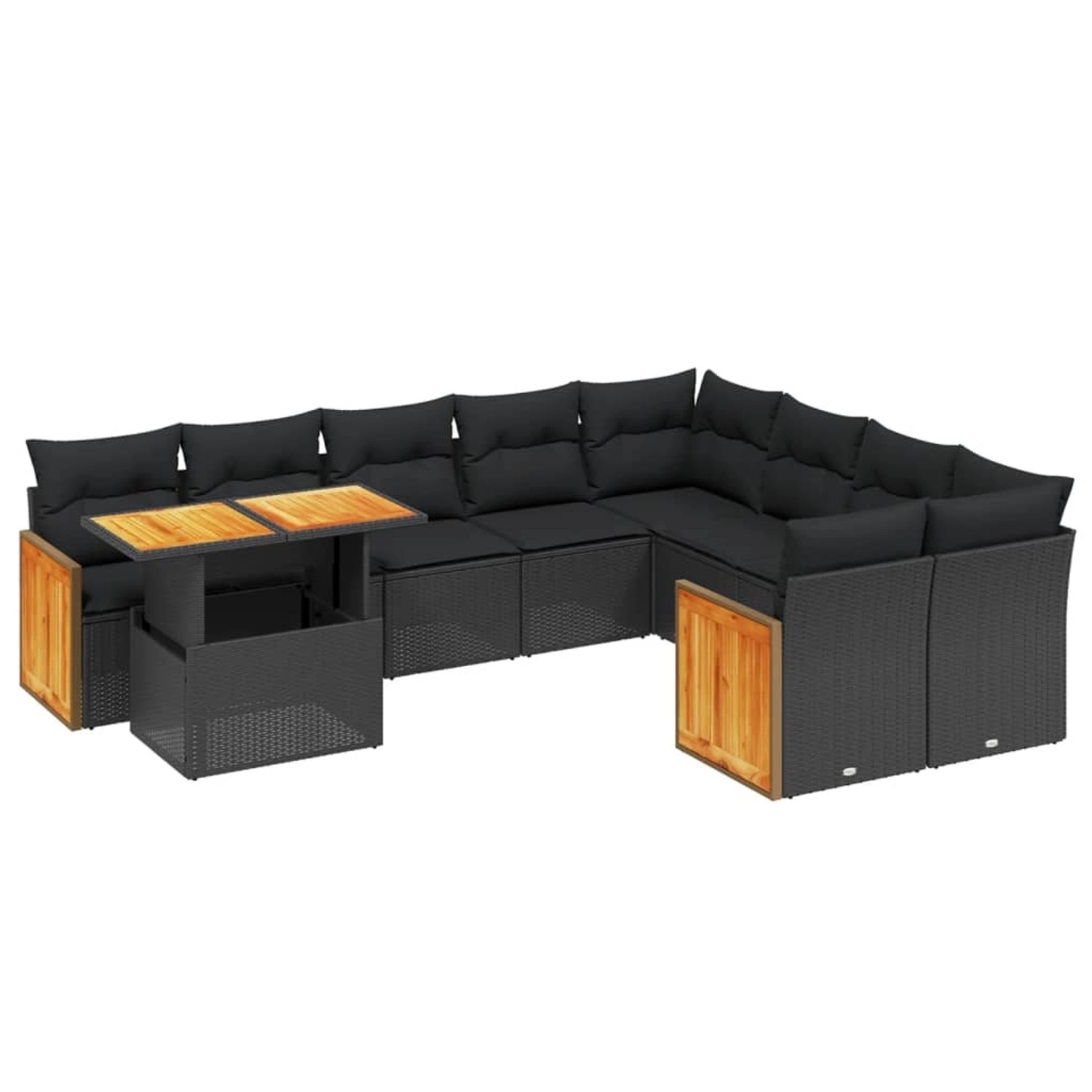 vidaXL 10-Tlg Garten-Sofagarnitur mit Kissen Schwarz Poly Rattan 3274121 günstig online kaufen