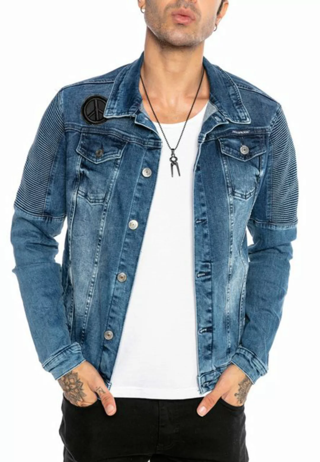 RedBridge Jeansjacke im Biker-Stil Premium Denim Biker-Stil günstig online kaufen