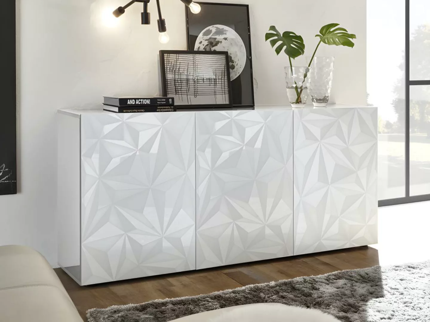 Sideboard mit 3 Türen - Weiß lackiert - ERIS günstig online kaufen