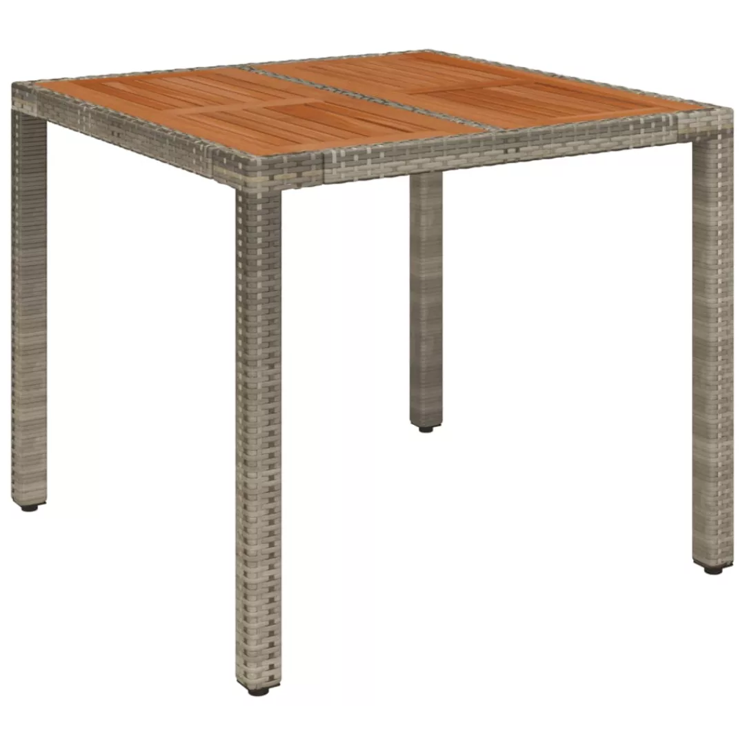 Vidaxl Gartentisch Mit Holzplatte Grau 90x90x75 Cm Poly Rattan günstig online kaufen