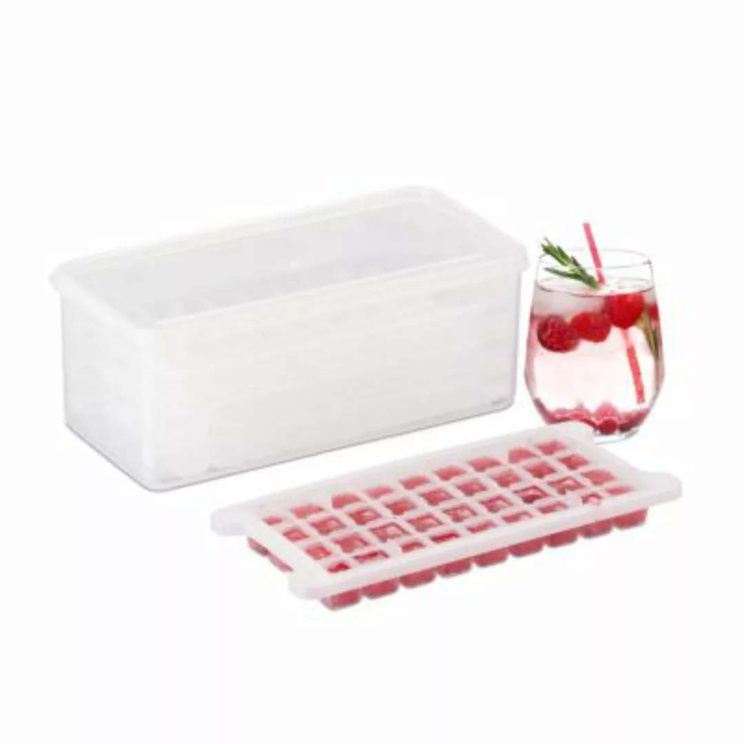 relaxdays Eiswürfelform Set mit Box und Deckel transparent günstig online kaufen
