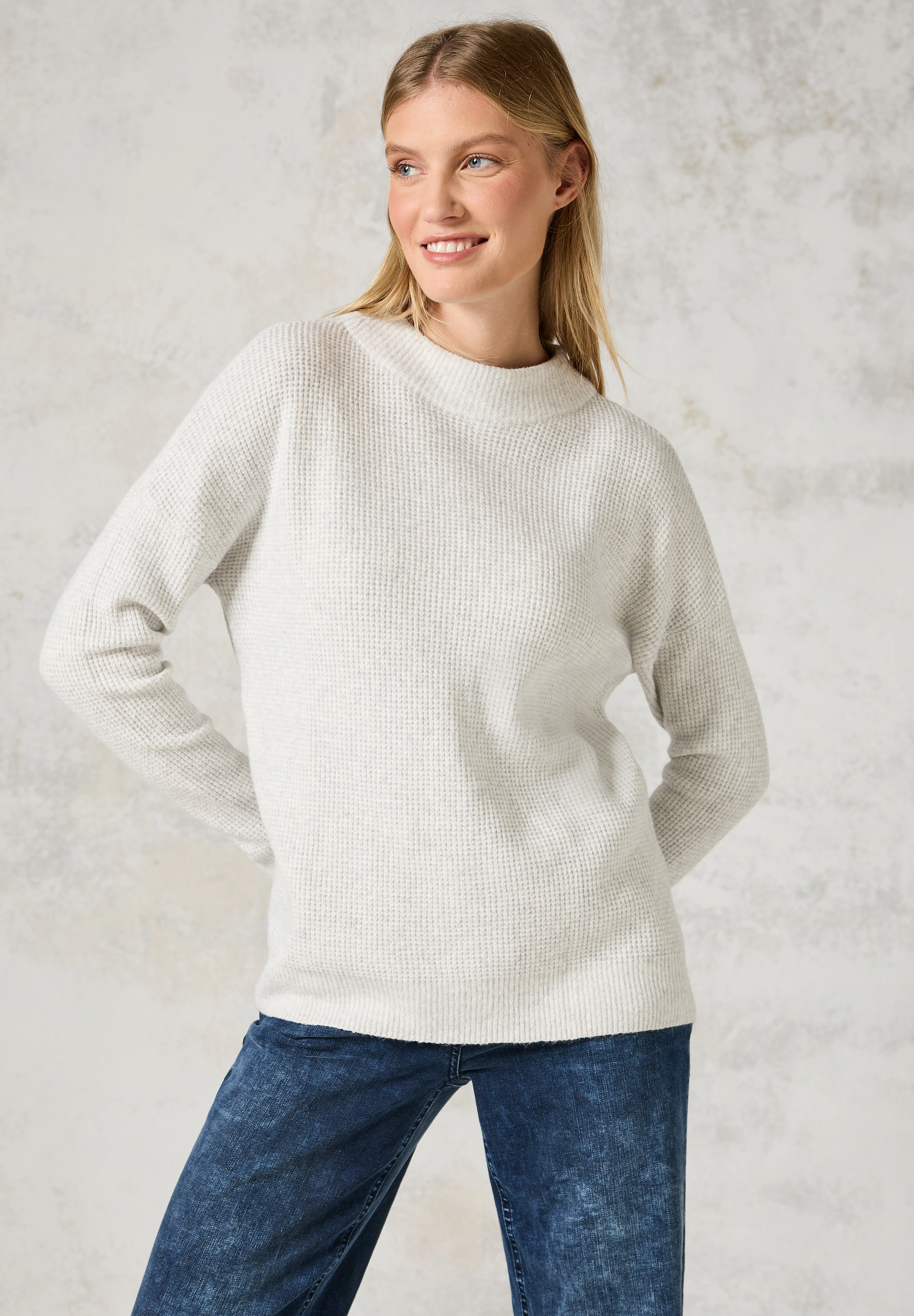 Cecil Strickpullover mit Stehkragen und Struktur-Muster günstig online kaufen