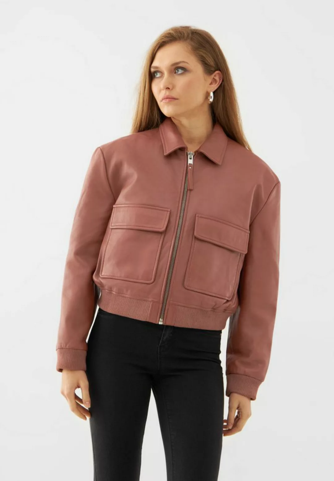 Bolongaro Trevor Lederjacke CROPPED BOMBER Rippbündchen und Saum, superweic günstig online kaufen