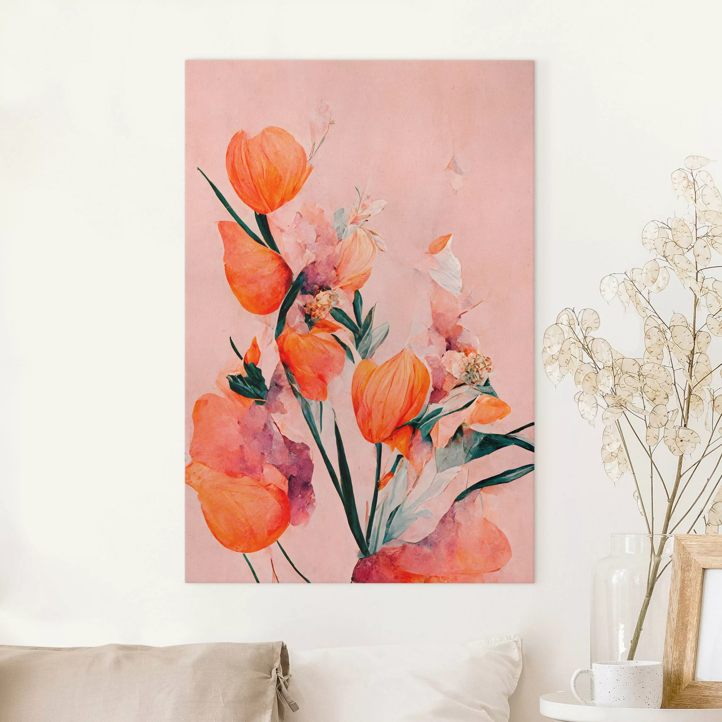 Leinwandbild Leuchtende Blumencollage günstig online kaufen