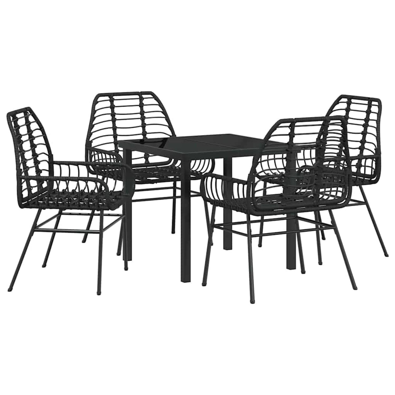 vidaXL Garten Essgruppe 5-Tlg Schwarz Poly Rattan 3380842 günstig online kaufen