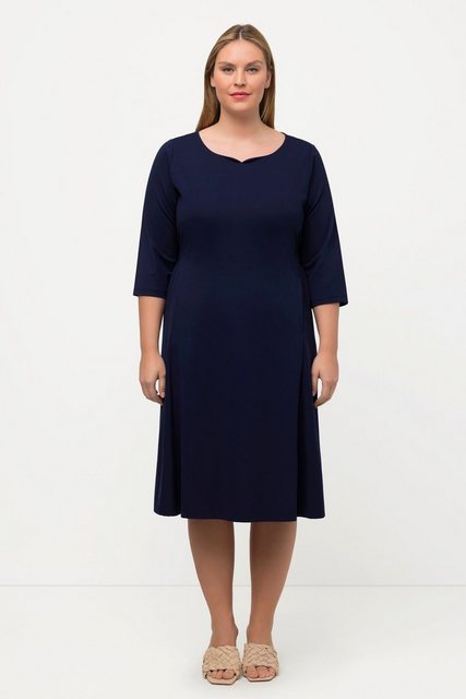 Ulla Popken Midikleid Midikleid elastische Taille Herzausschnitt 3/4-Arm günstig online kaufen