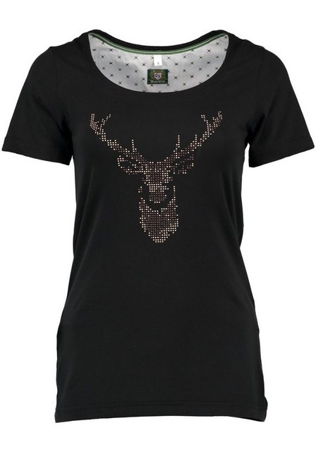 OS-Trachten Trachtenshirt Uginoy Kurzarm T-Shirt mit Strass-Hirsch auf der günstig online kaufen