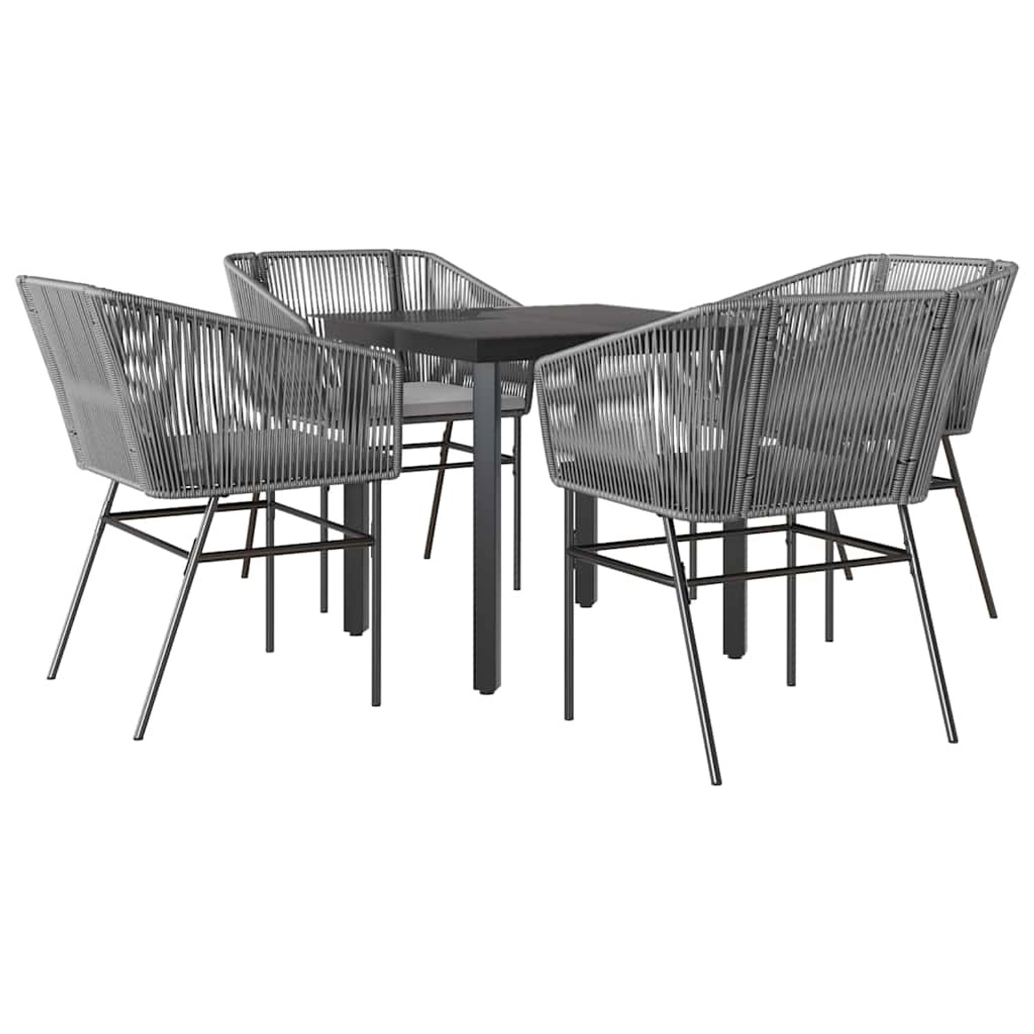 vidaXL 5-Tlg Garten-Essgruppe mit Kissen Grau Poly Rattan Glas 3334626 günstig online kaufen