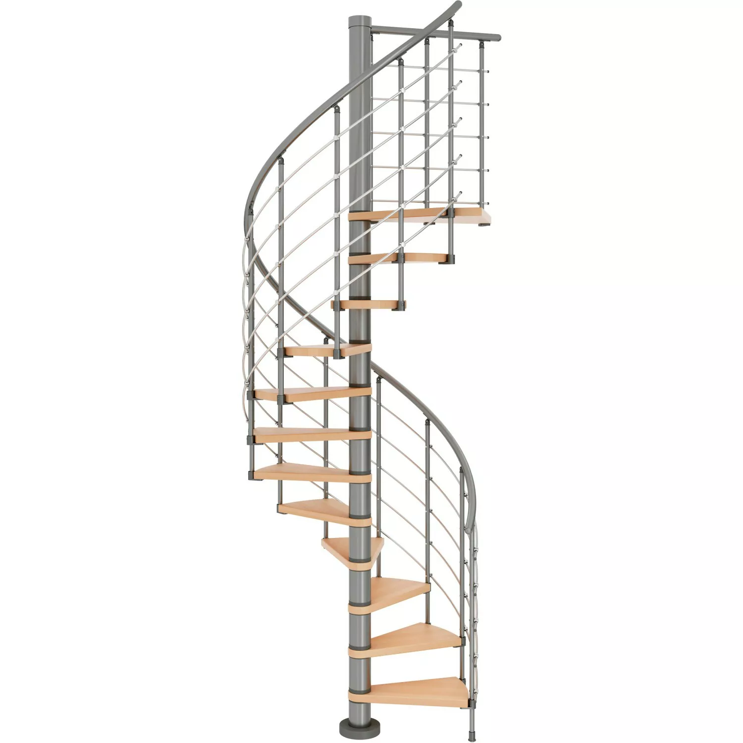 Dolle Spindeltreppe Oslo Ø 160 cm Metallelemente Grau 15 Stufen Buche FSC® günstig online kaufen