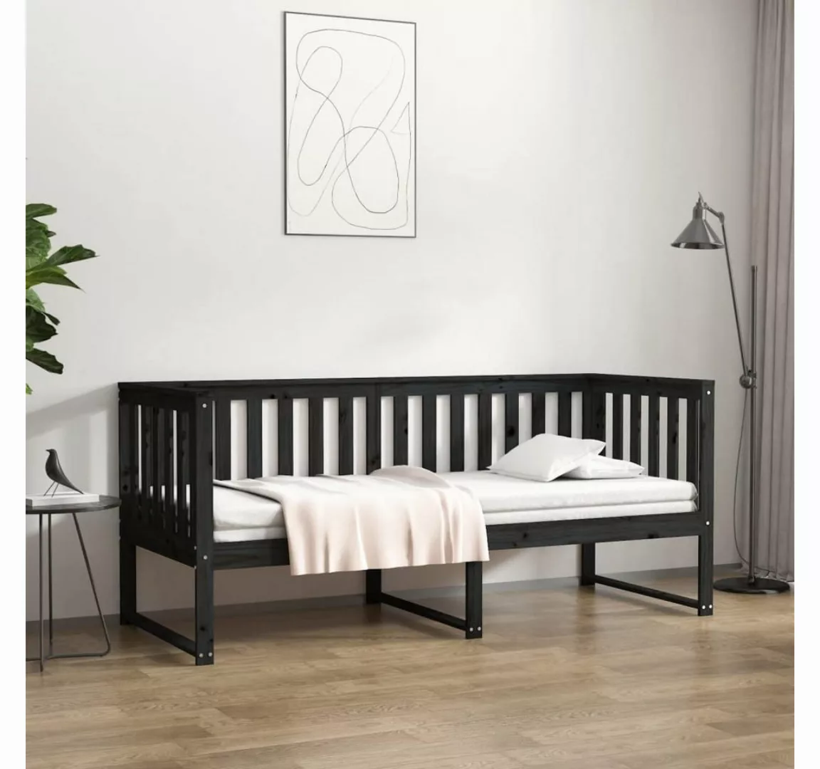 vidaXL Bett Tagesbett Schwarz 75x190 cm Massivholz Kiefer günstig online kaufen