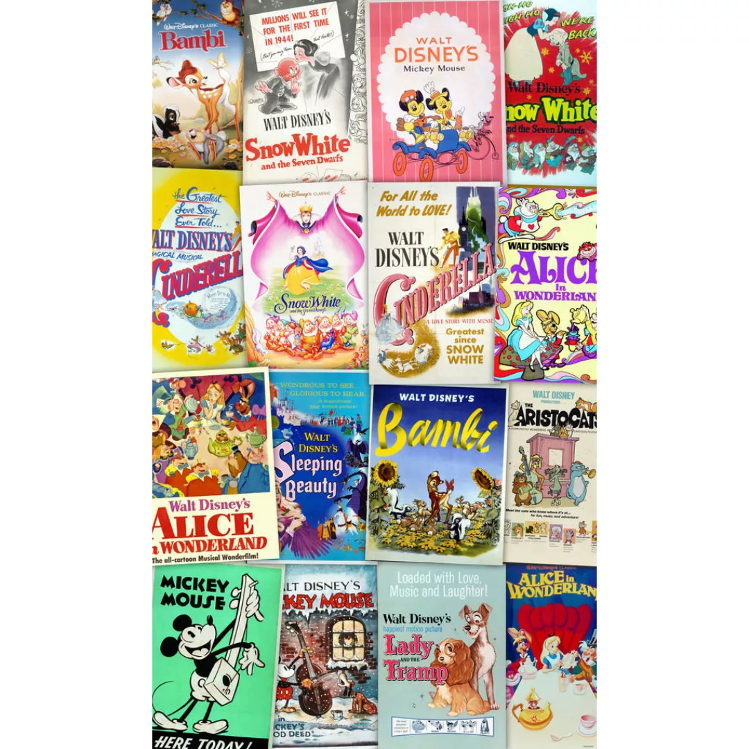 Komar Fototapete Disney Movie Posters Retro Girls B/L: ca. 120x200 cm günstig online kaufen