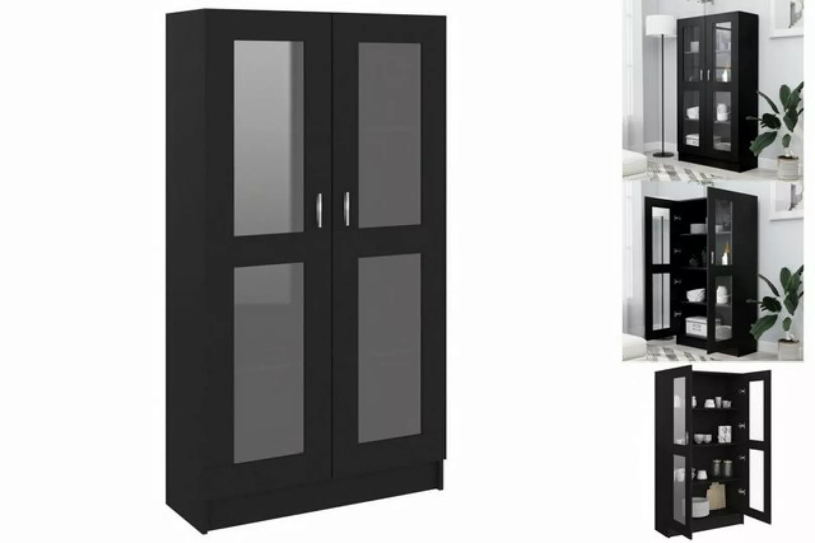 vidaXL Vitrine Bücherschrank Vitrinenschrank Vitrine Schwarz 82,5x30,5x150 günstig online kaufen