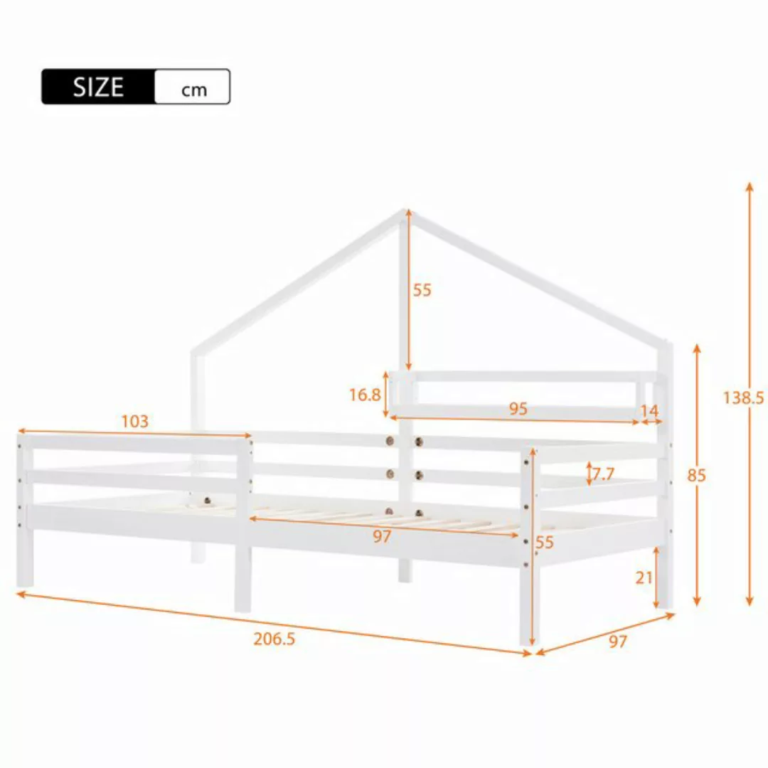 XDOVET Kinderbett Hausbett Kinderbett mit Ablageregal Kaminform 90x200 Weiß günstig online kaufen