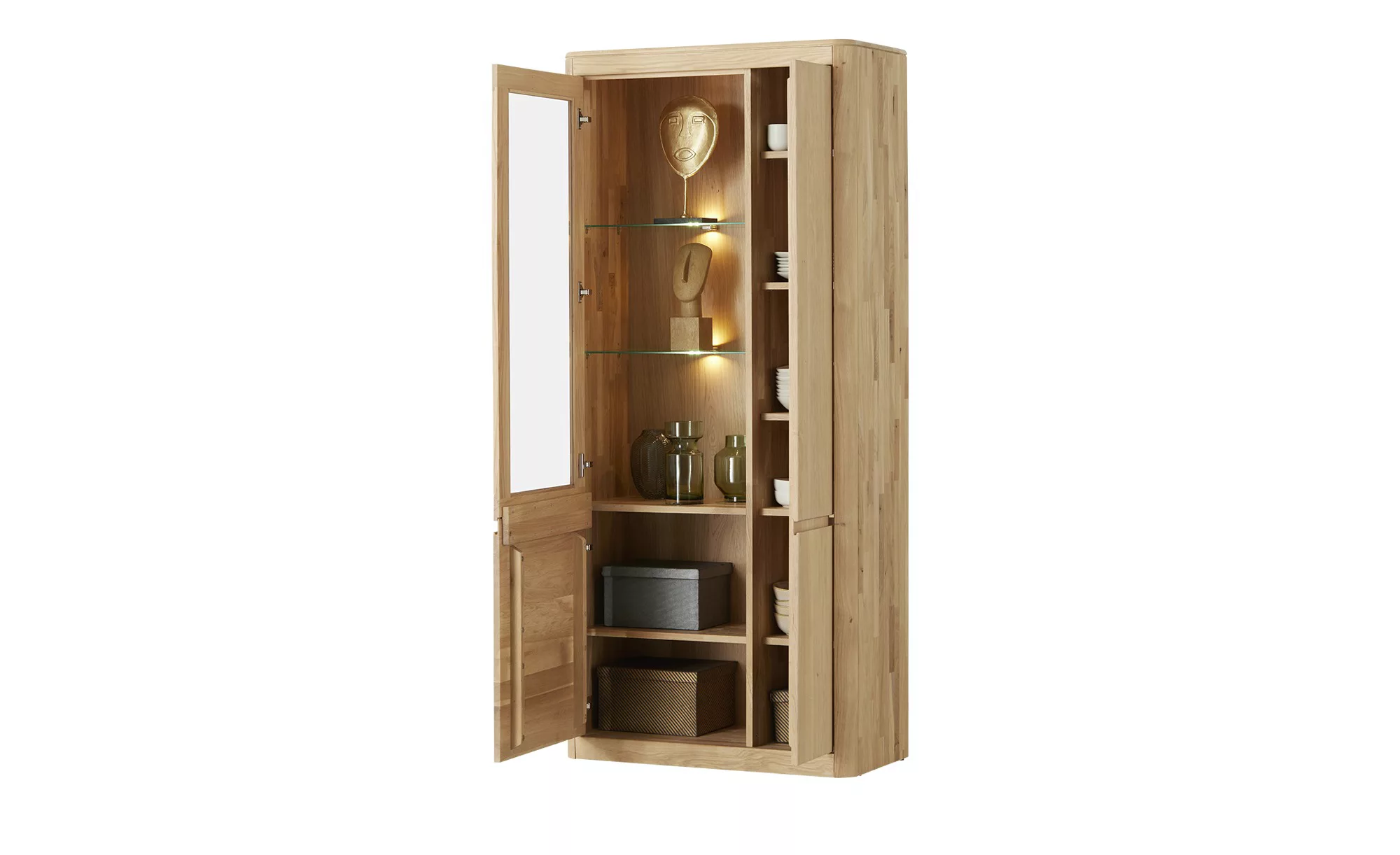 Woodford Vitrine  Barton ¦ holzfarben ¦ Maße (cm): B: 90 H: 200 T: 41 Schrä günstig online kaufen