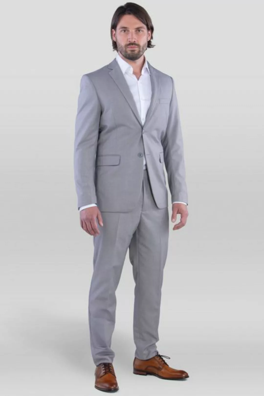 SANDER STELLAN Anzug Herren Business Anzug Slim Fit in Grau 2-teilig (Anzug günstig online kaufen