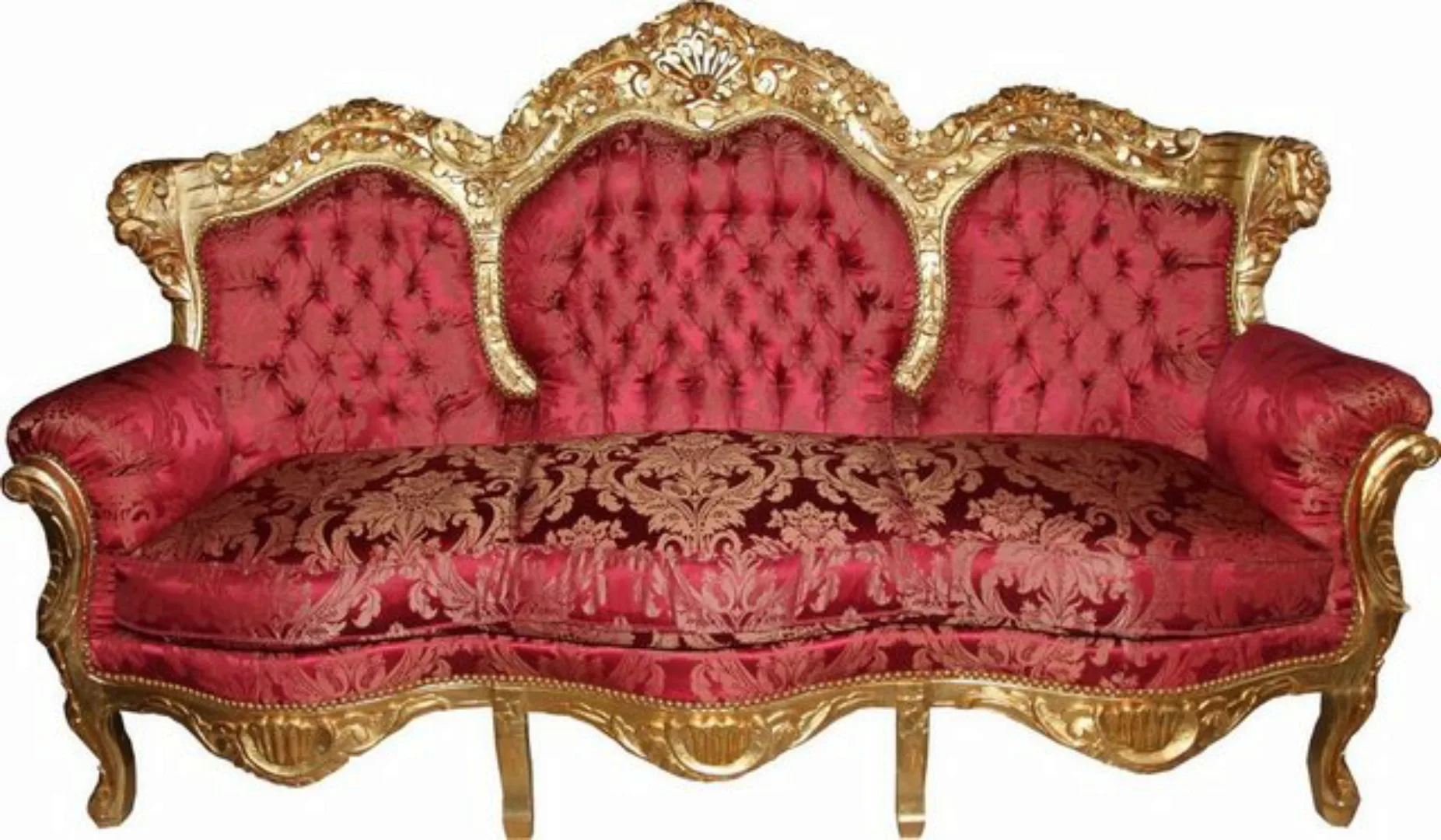 Casa Padrino 3-Sitzer Barock 3er Sofa Lord Bordeaux Barock Muster / Gold - günstig online kaufen