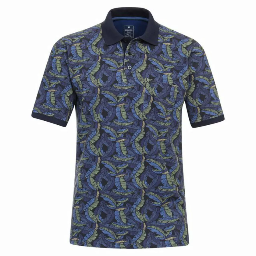 Redmond Poloshirt Redmond XXL Poloshirt blau Allovermuster floral günstig online kaufen