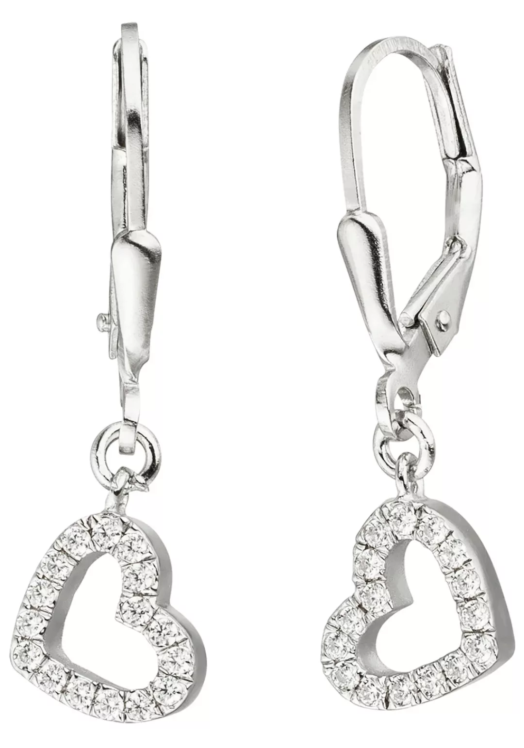 JOBO Paar Ohrhänger, Herz 925 Silber mit Zirkonia günstig online kaufen