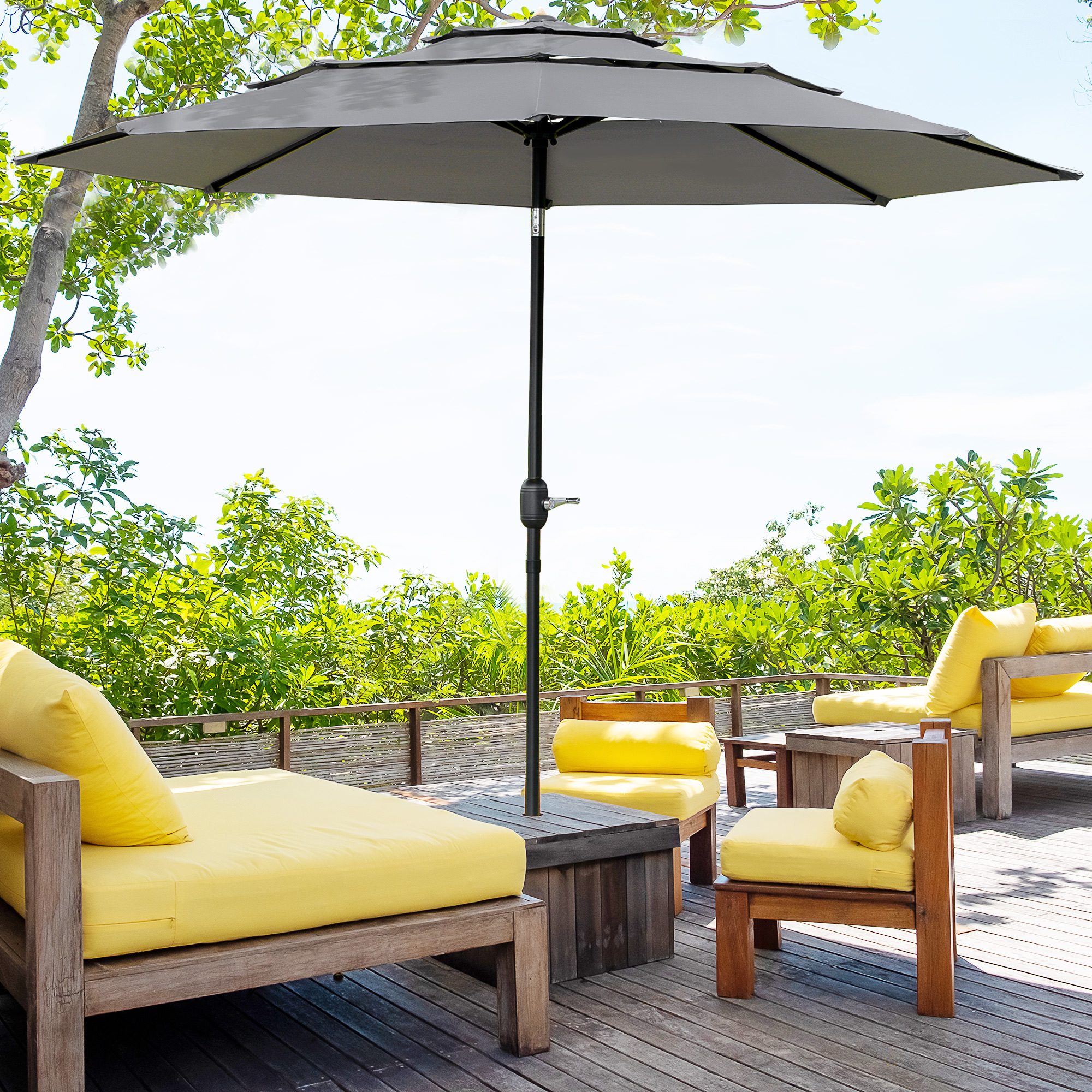 Outsunny Sonnenschirm für den Garten, runder neigbarer Sonnenschirm Ø 2,85 günstig online kaufen