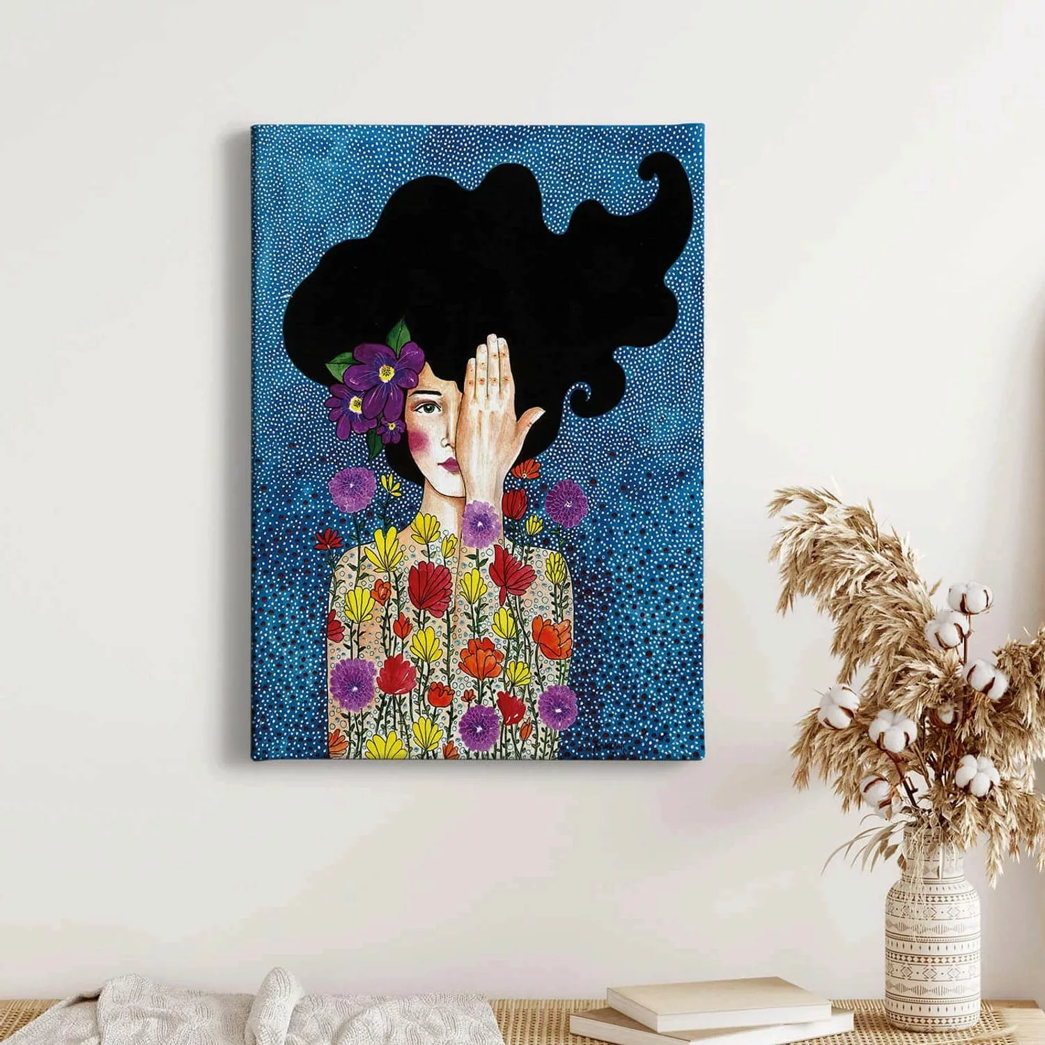 Bricoflor Modernes Kunst Bild Mit Frau Und Blumenkopf Buntes Leinwand Bild günstig online kaufen