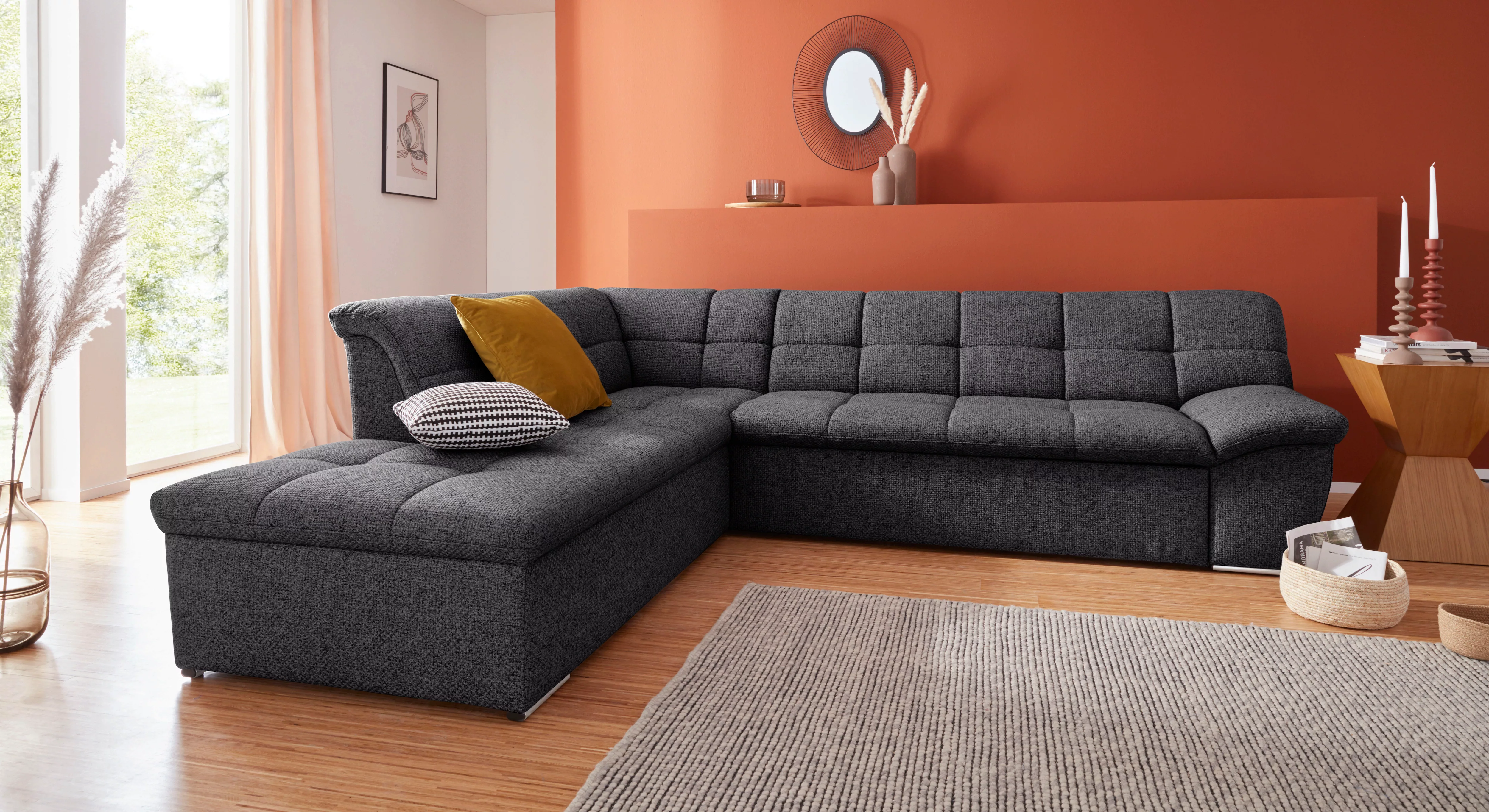 DOMO collection Ecksofa "Lagoa, moderne Sitzheftung, bequem und komfortabel günstig online kaufen