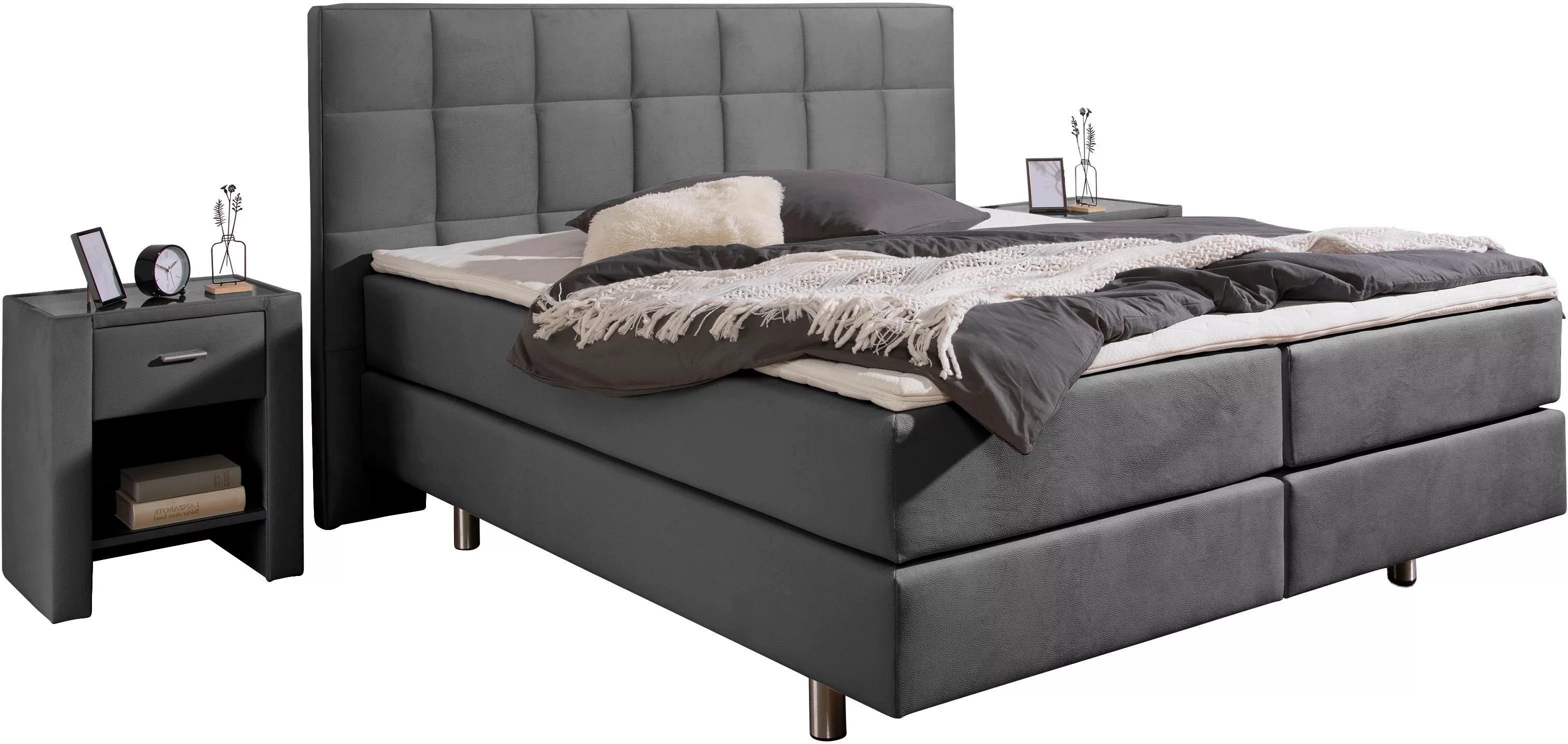 INOSIGN Boxspringbett »Loomis«, inkl. Topper, wahlweise in H2, H3 oder H4 e günstig online kaufen
