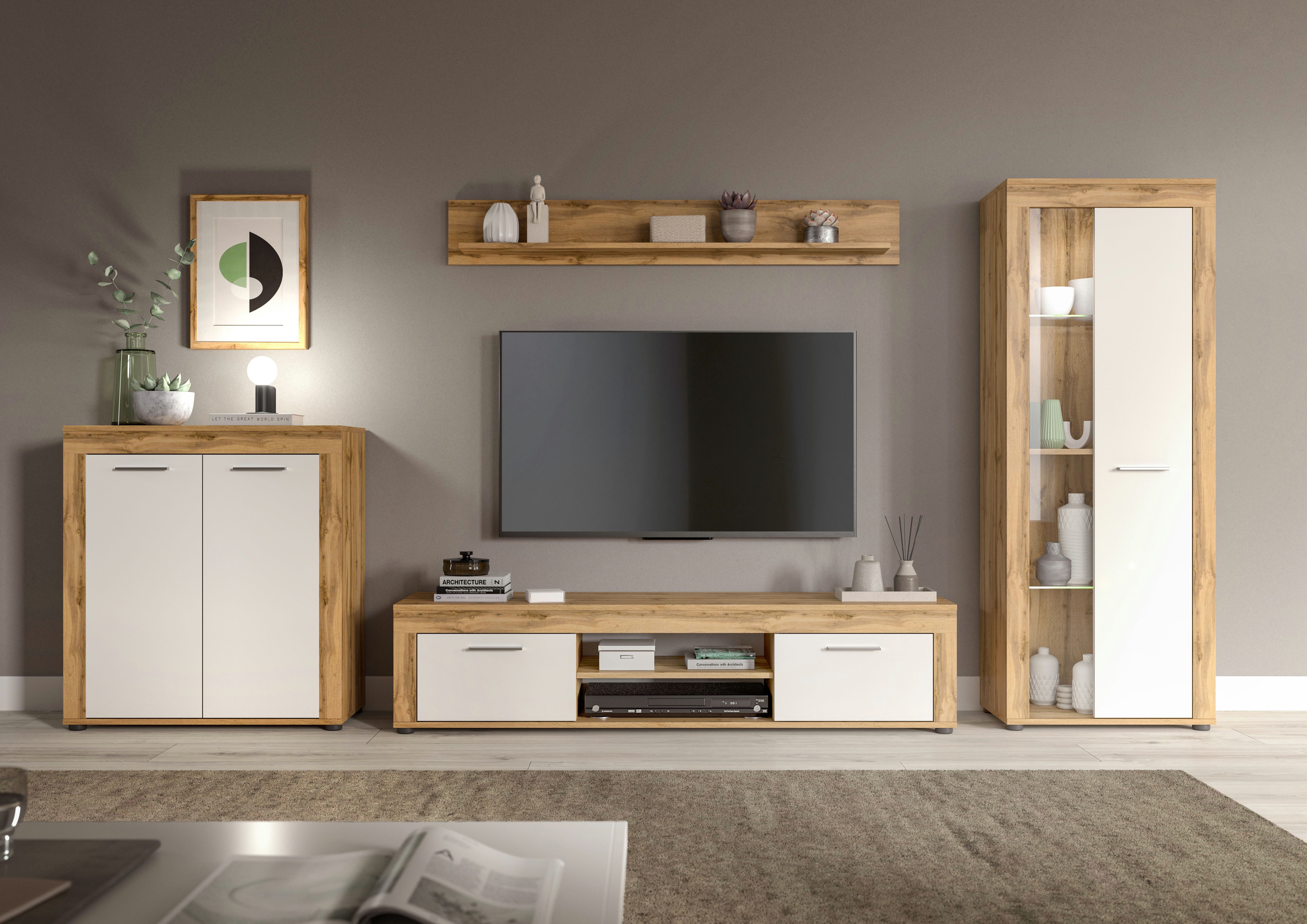 INOSIGN Wohnwand "Aosta, Breite 330cm, best. aus Highboard, Lowboard, Wandb günstig online kaufen