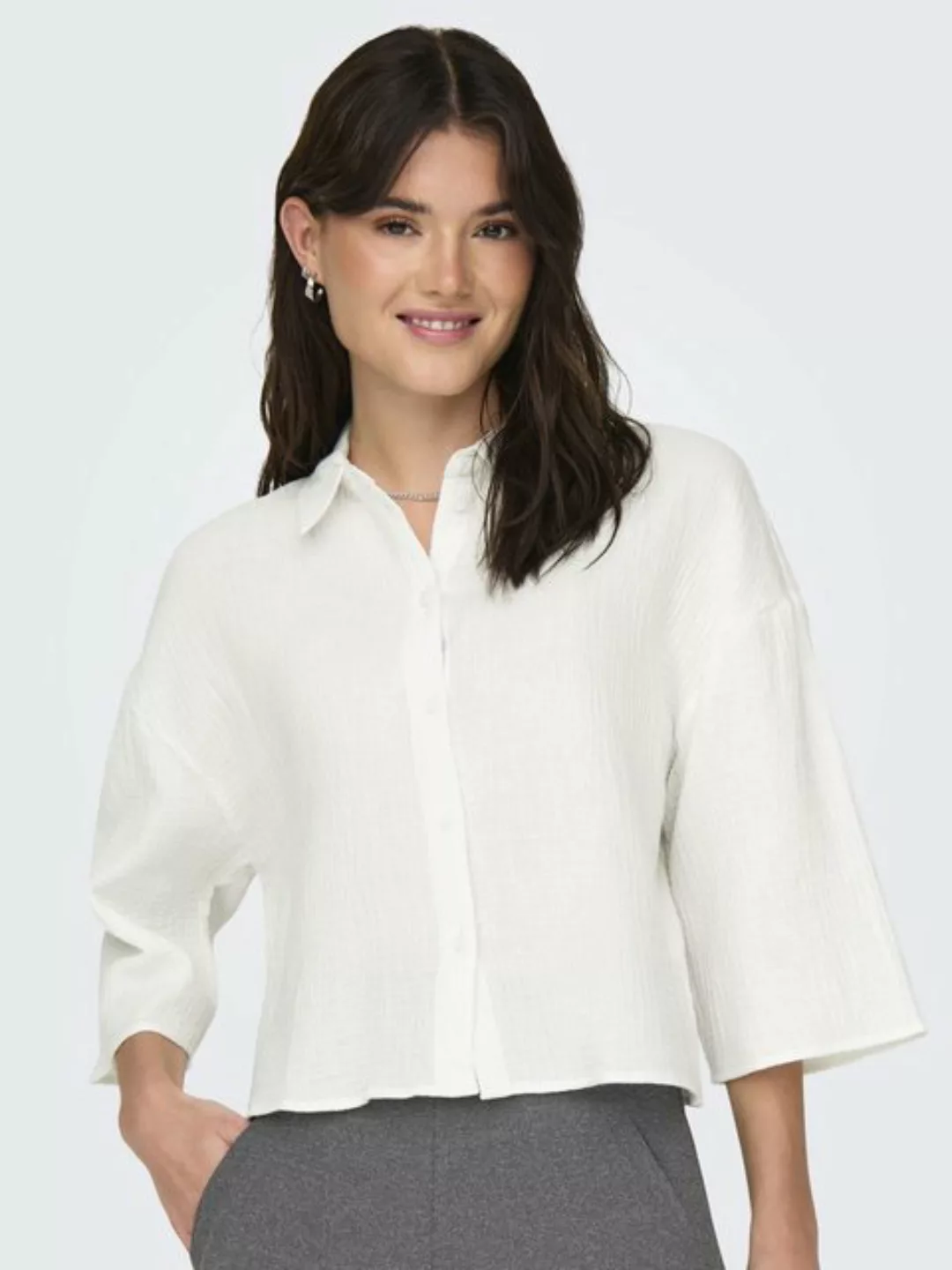 JACQUELINE de YONG Blusenshirt Legere Crepe Bluse Weite Ärmel 3/4 Hemdkrage günstig online kaufen