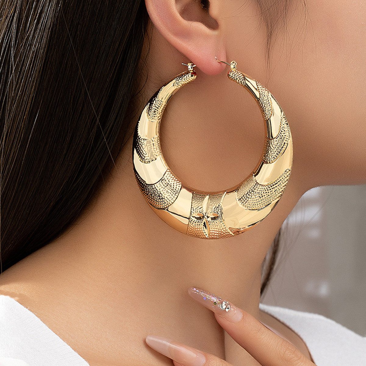 KARMA Paar Creolen XXL Gold Metall günstig online kaufen