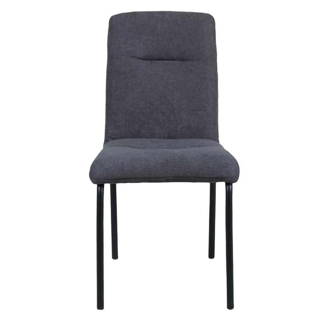 Esstisch Stühle in Dunkelgrau Webstoff Metallgestell (2er Set) günstig online kaufen