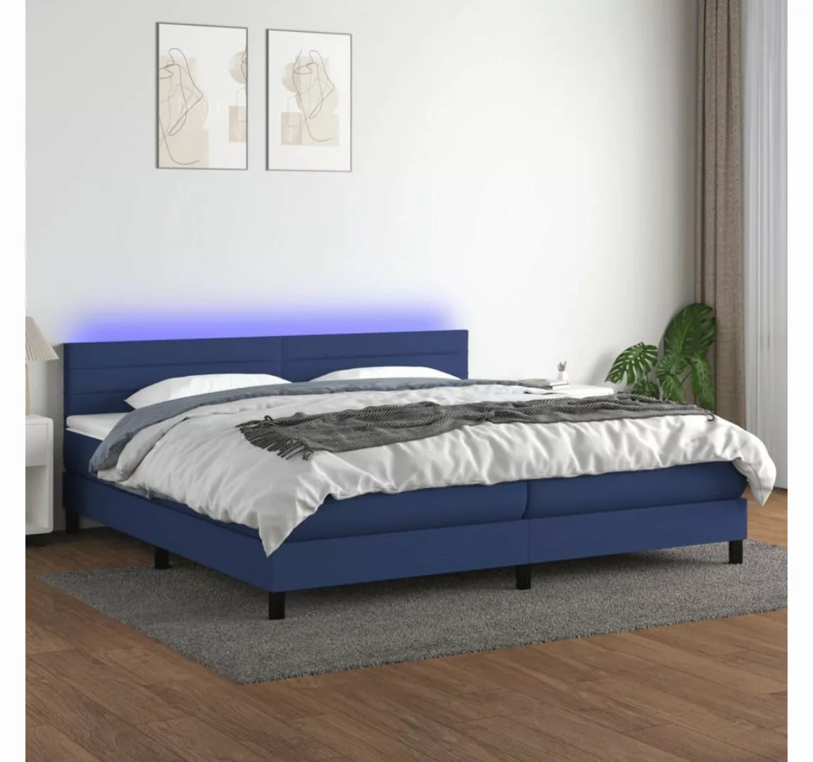 vidaXL Boxspringbett Boxspringbett mit Matratze LED Blau 200x200 cm Stoff B günstig online kaufen