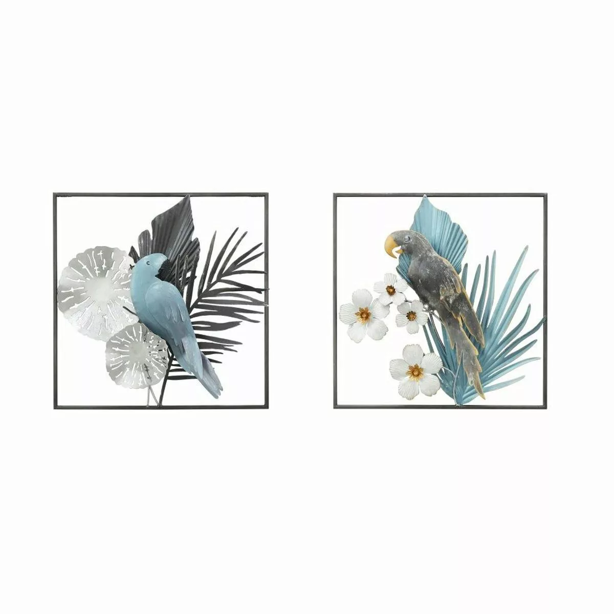 Wanddekoration Dkd Home Decor Grau Blau Metall Papagei Tropical (50 X 7,6 X günstig online kaufen