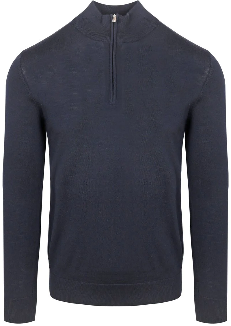 Profuomo Half Zip Pullover Merinowolle Navy - Größe S günstig online kaufen