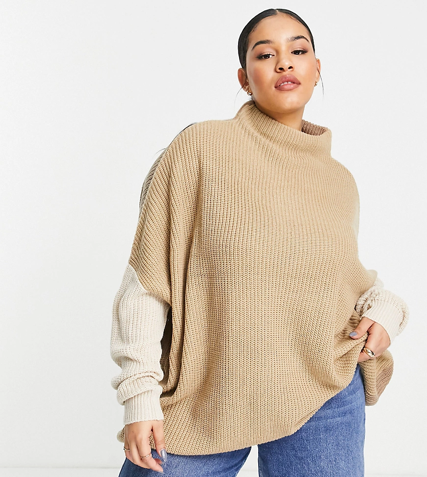 Yours – Oversize-Pullover in neutralem Farbmix günstig online kaufen