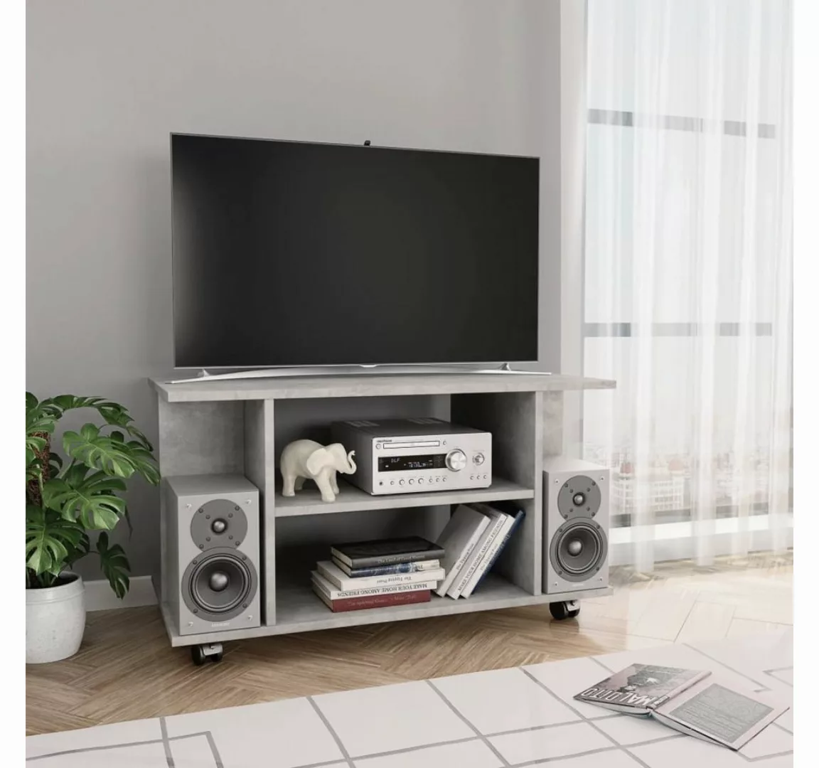 furnicato TV-Schrank mit Rollen Betongrau 80x40x40 cm Holzwerkstoff günstig online kaufen