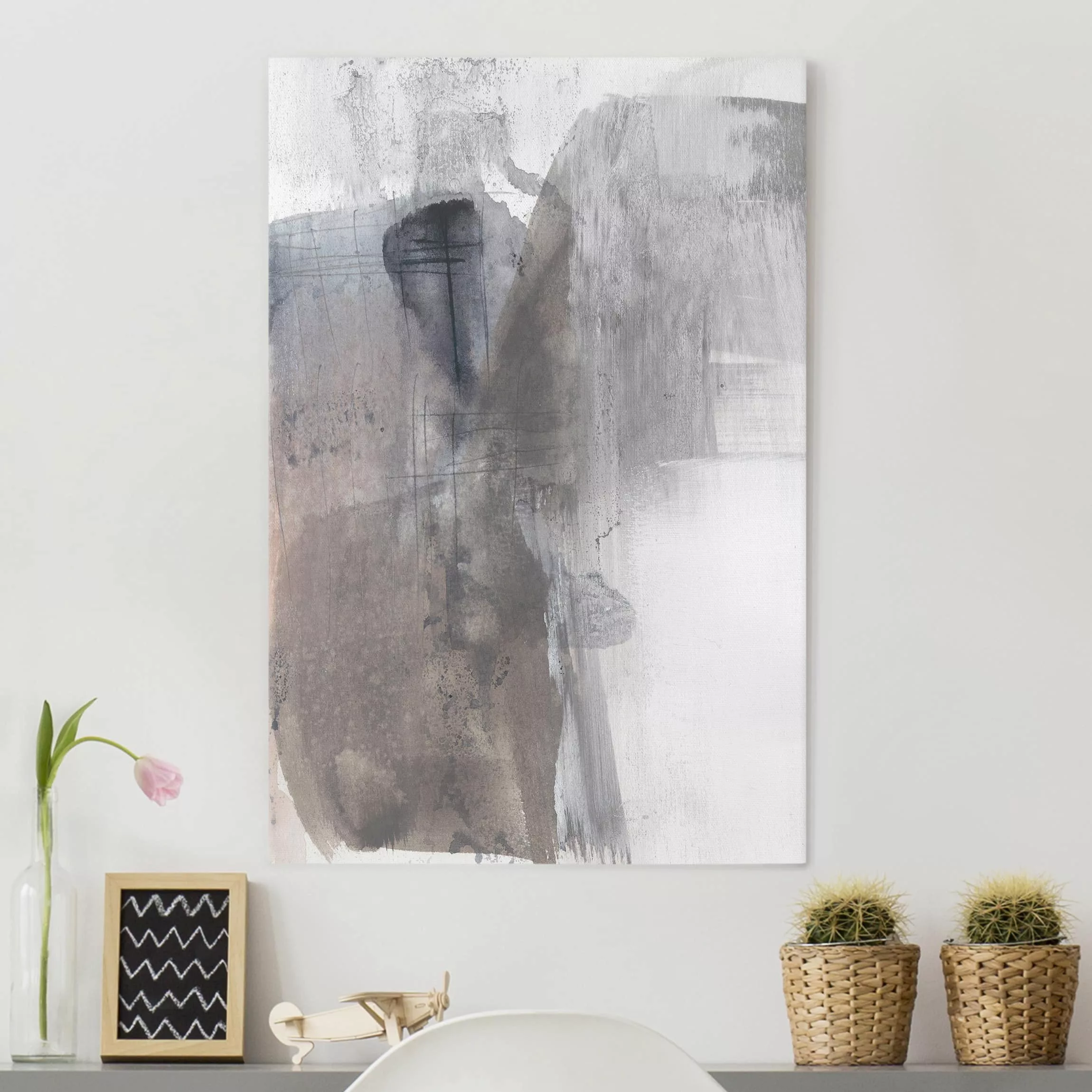 Leinwandbild Abstrakt - Hochformat Schattierungen in Sepia II günstig online kaufen