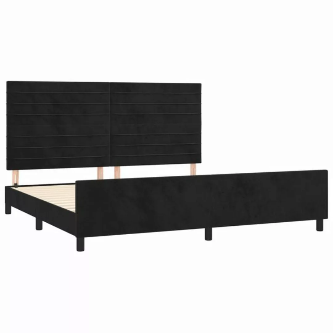 vidaXL Bettgestell Bettrahmen mit Kopfteil Schwarz 200x200 cm Samt Bett Bet günstig online kaufen