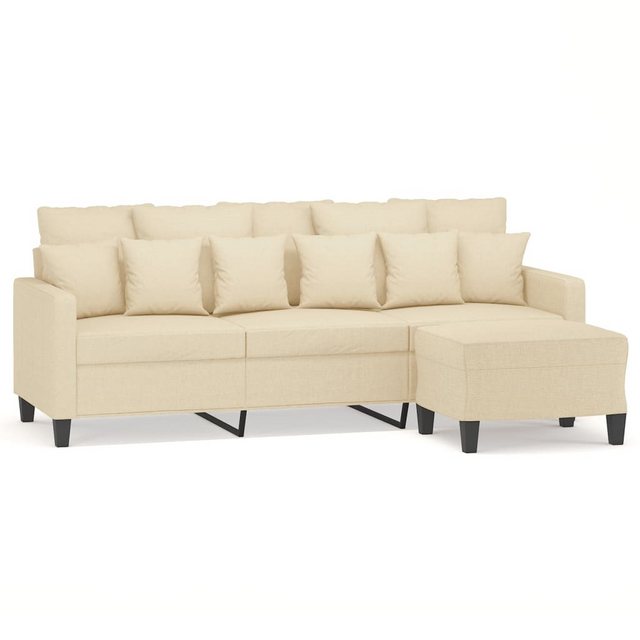 vidaXL Sofa 3-Sitzer-Sofa mit Hocker 180 cm Stoff, Creme günstig online kaufen