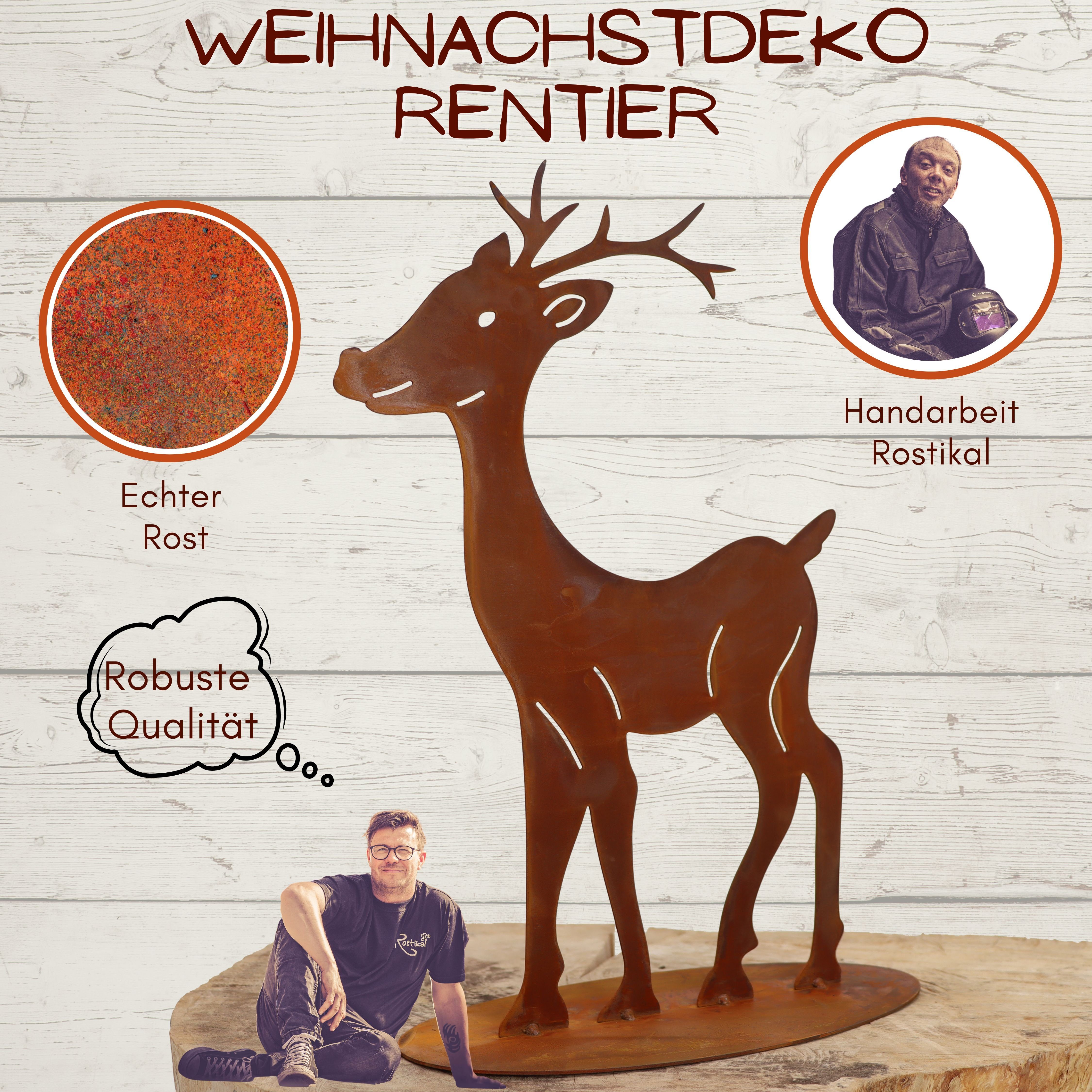 Rostikal Weihnachtsfigur Rentier Figur Weihnachtsdeko aussen, günstig online kaufen